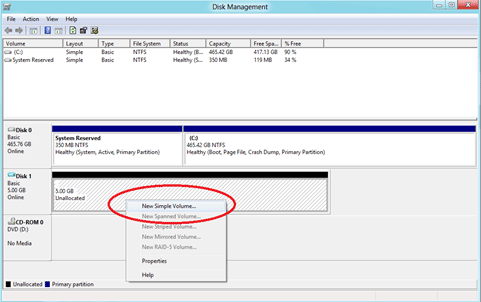 Windows Disk Management, New Simple Volume